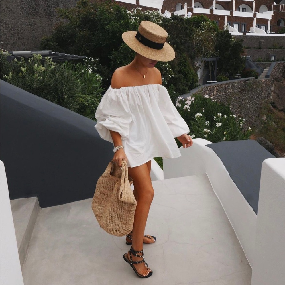 Lorna luxe exaggerated sleeve white top
